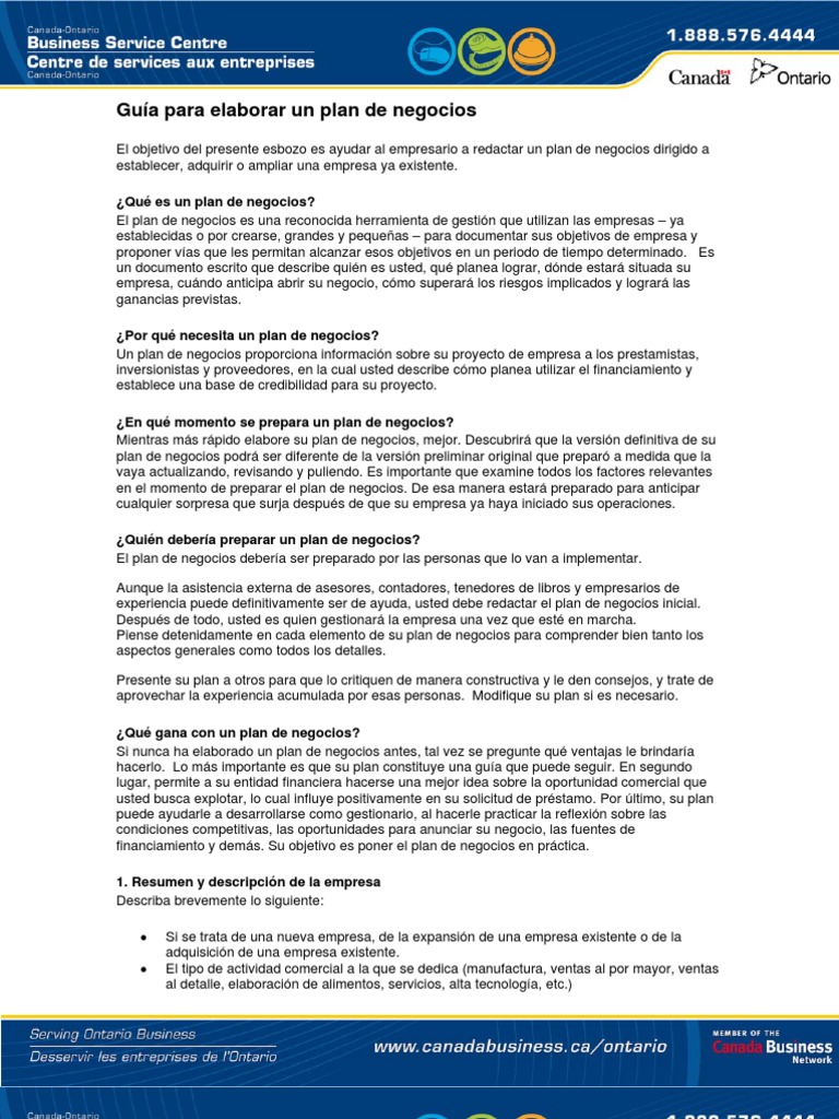 Guía para Elaborar Un Plan de Negocios | PDF
