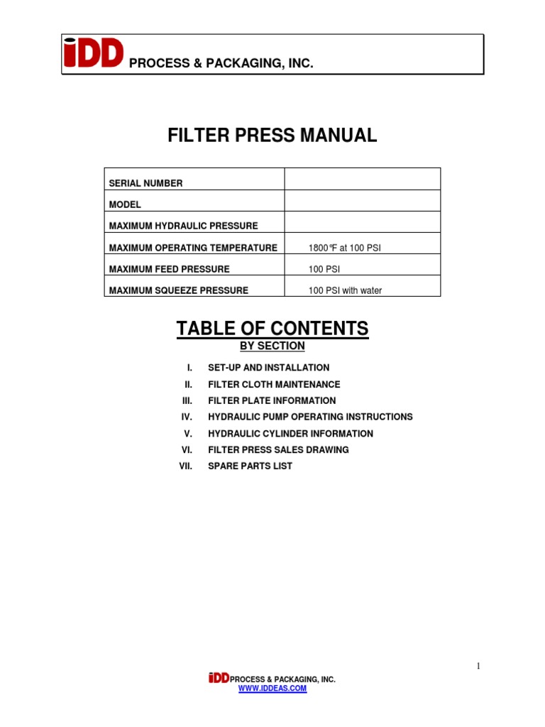 Mash Filter Manual PDF Filtration Pump
