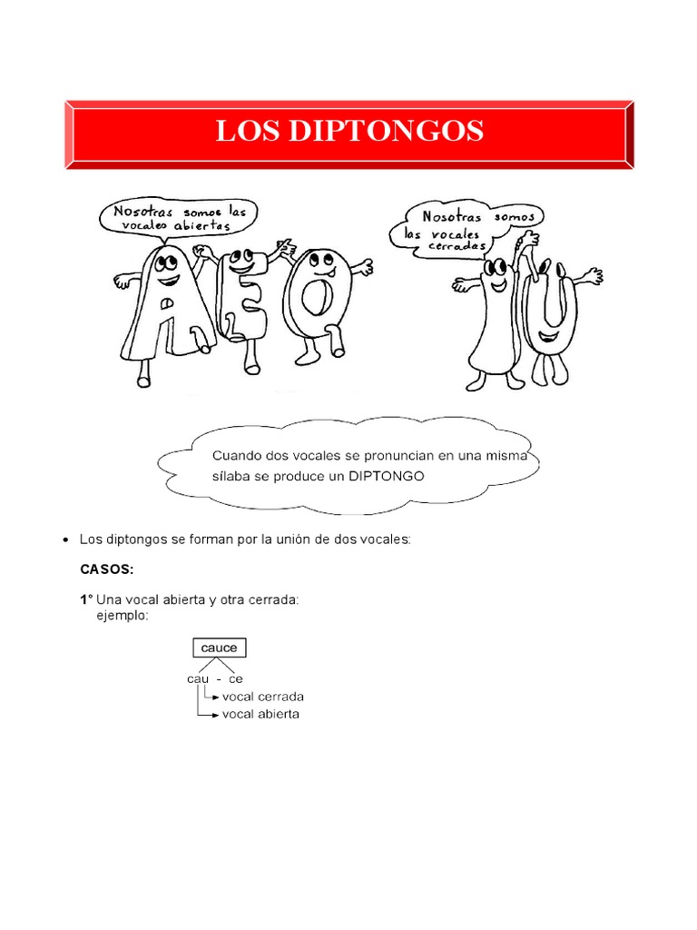 Practica de Diptongos | PDF | Fonética | Lingüística