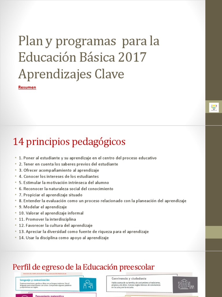 Plan y Programas de Educación 2017 | PDF | Educación de la primera ...