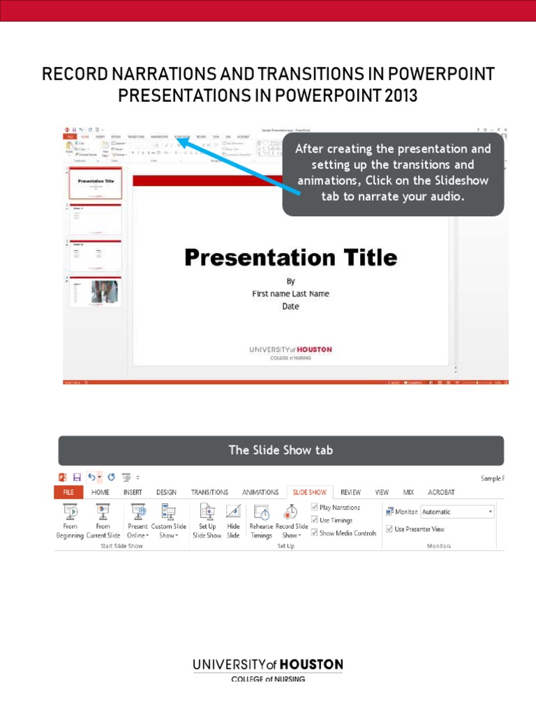 Record Narrations and Transitions in Powerpoint Presentations in