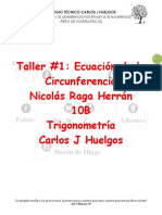 Taller #1 Ecuación de La Circunferencia - Nicolás Raga 10B