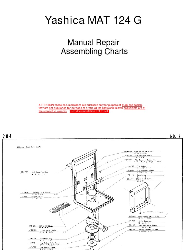 Yashica Mat 124 G Manual Repair
