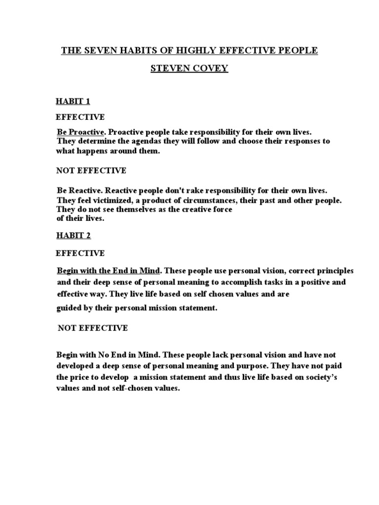 Covey Summary | PDF | Self | Motivation