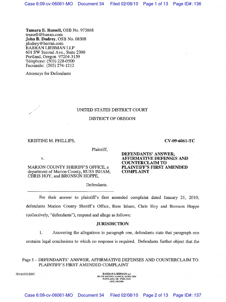 Defendants' Answer | Complaint | Damages | Free 30-day Trial | Scribd