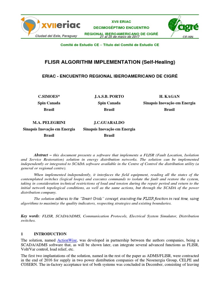 Flisr Algorithm Implementation (Self-Healing) : Eriac - Encuentro ...