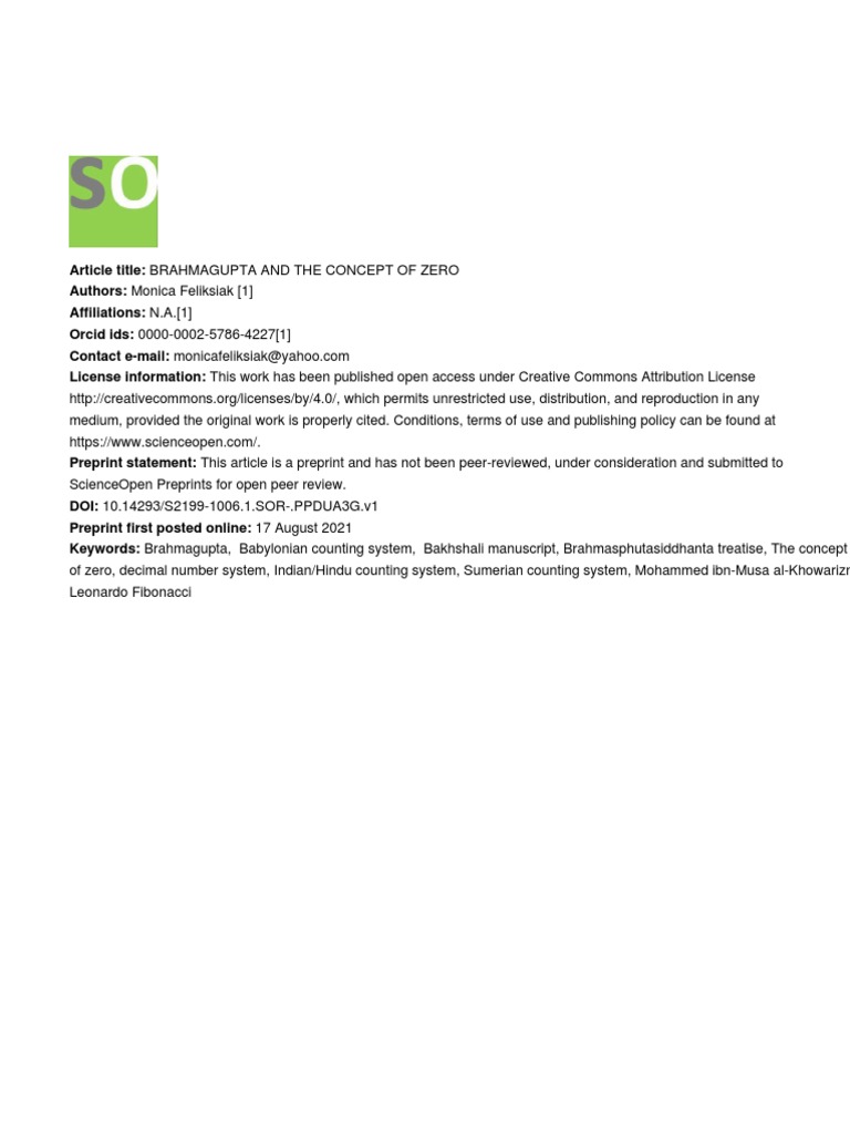 The Concept of Zero | PDF | Numbers | Mathematics