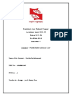 Symbiosis Law School, Nagpur Academic Year 2021-22 Batch 2019-24 Ba/Bba. LLB Semester-V Subject - Public International Law