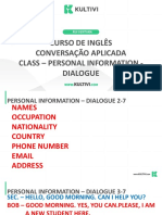 Curso de Inglês Conversação Aplicada Class - Personal Information - Dialogue