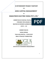 Working Capital Management Marathon Electric India Pvt. Ltd.