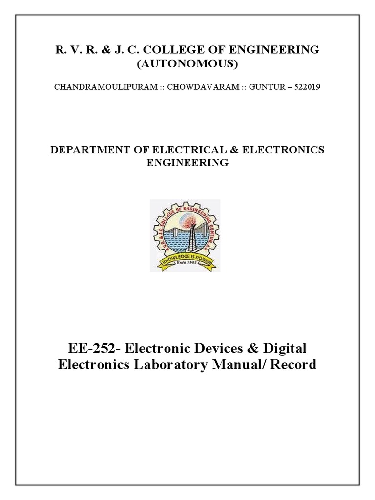 EE252Electronic Devices & Digital Electronics Laboratory Manual