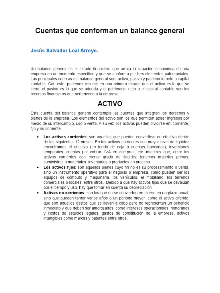 Cuentas del Balance General Explicadas | PDF | Hoja de balance | Business