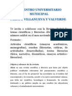 Convocatoria a colaboraciones Centro Universitario Municipal Pelayo