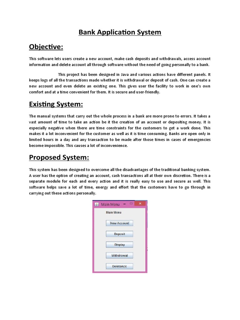 Bank Application System Abstract | PDF | Banks | User (Computing)