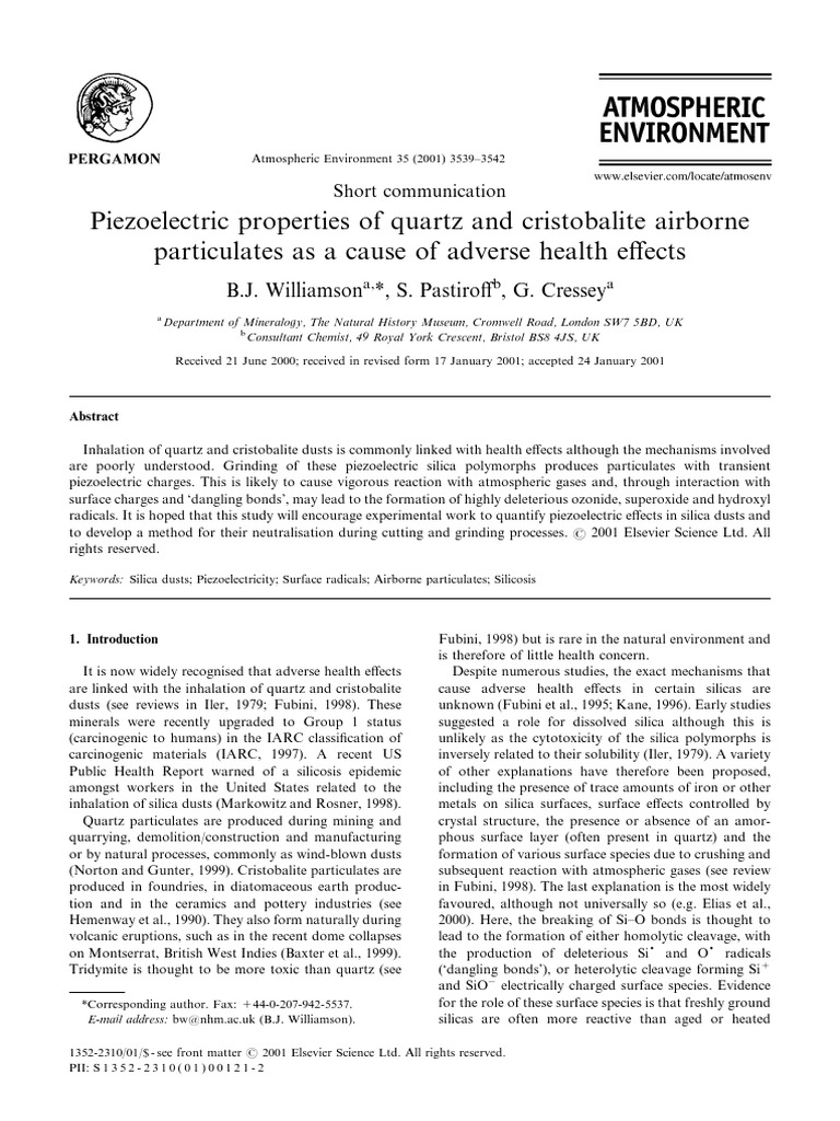 Williamson2001 Piezoelectric Properties of Quartz and Cristobalite