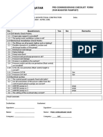 Arabi Company Qatar W.L.L.: Pre-Commissioning Checklist Form (For Booster Pumpset)