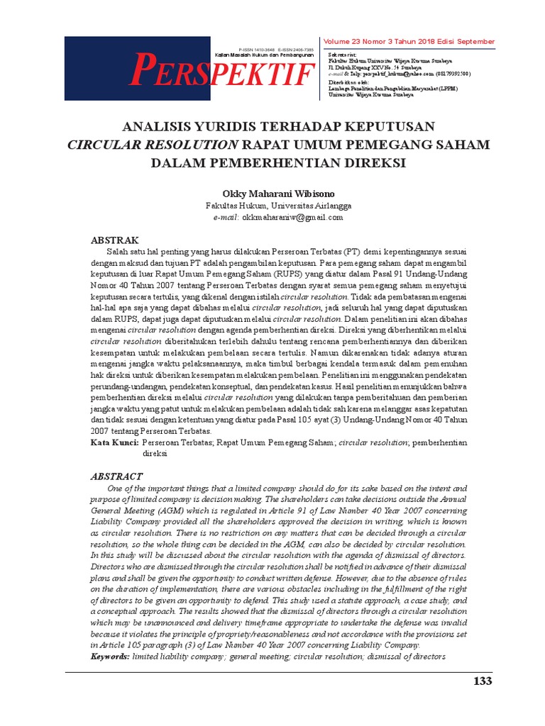 Circular Resolution & Pemberhentian Direksi | PDF
