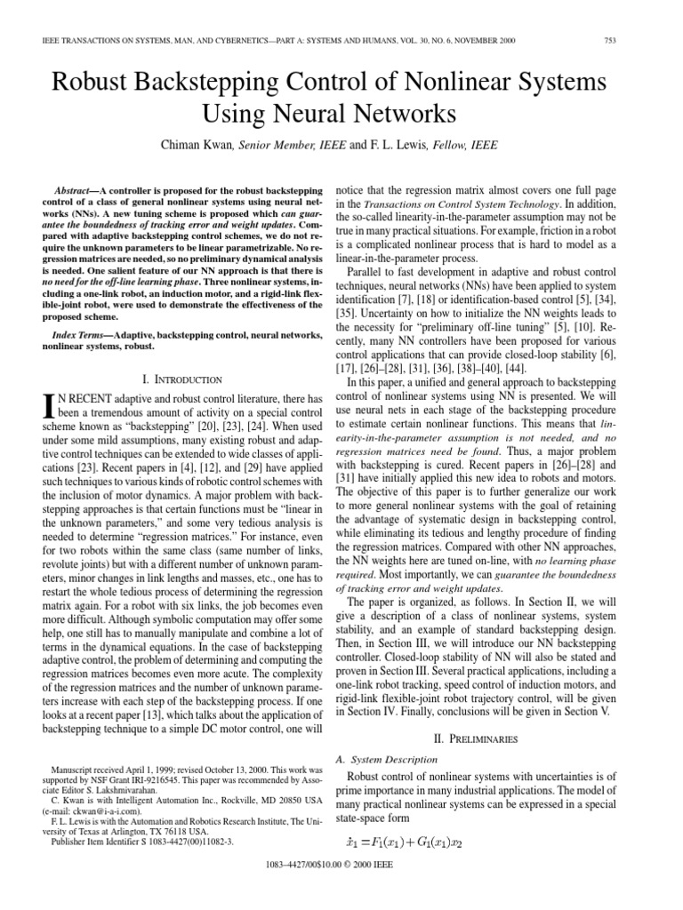 Robust Backstepping Control of Nonlinear | PDF | Control Theory ...