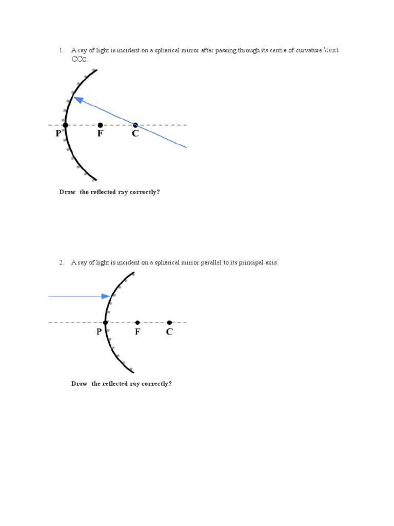 Worksheet Reflection of Concave and Convex Mirror PDF