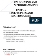 Unit - 4 List, Tuples and Dictionaries
