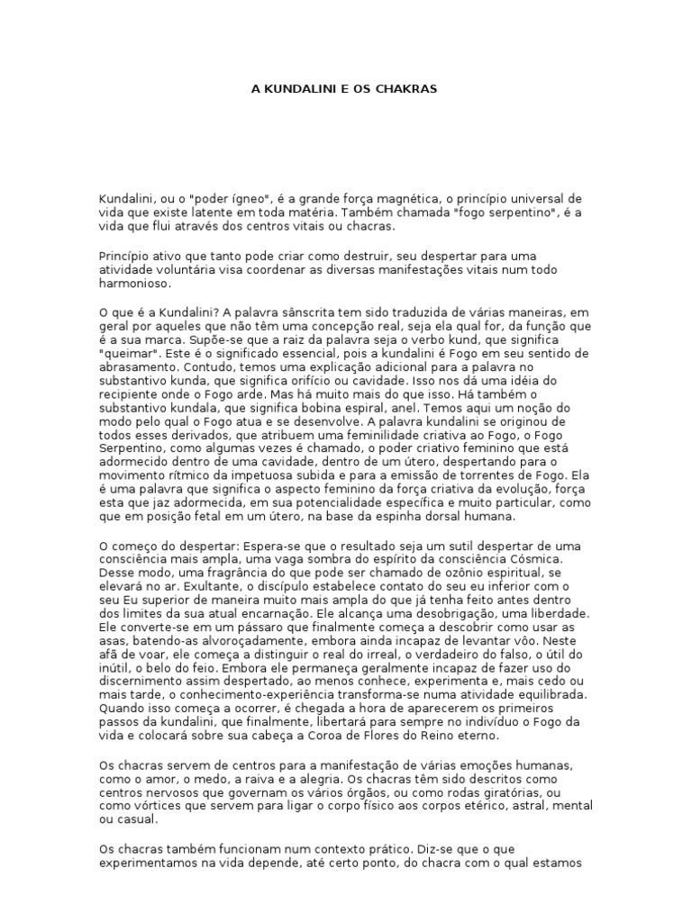 Kundalini e os Chakras: Despertar Espiritual | PDF | Chacra | Espírito