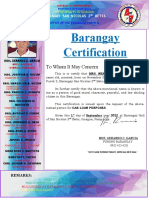 Barangay Certification: To Whom It May Concern