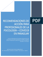 Recomendaciones de Acción para Profesionales de La Psicología - COVID19 en Paraguay