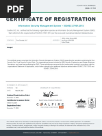 Certificate of Registration: Information Security Management System - ISO/IEC 27001:2013