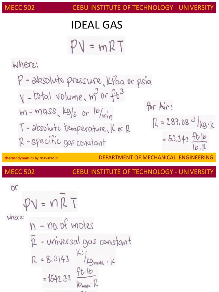Ideal Gas, Processes Pres | PDF | Gases | Temperature