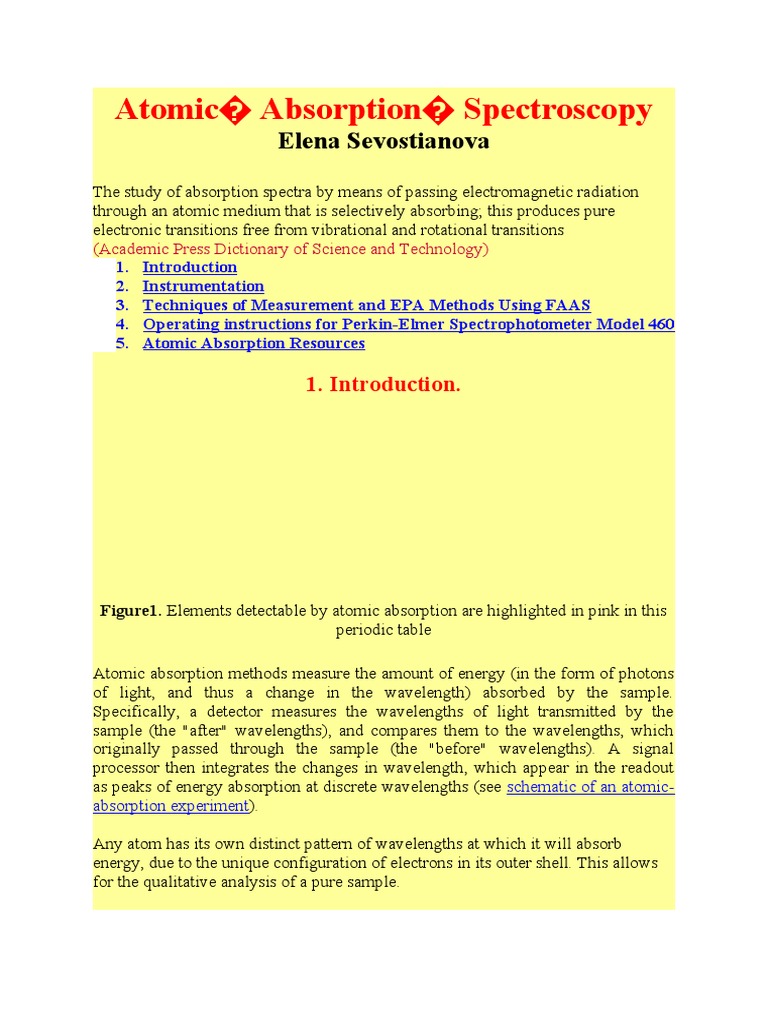 Atomic Absorption Spectroscopy Elena Sevostianova PDF Absorption Spectroscopy Atomic