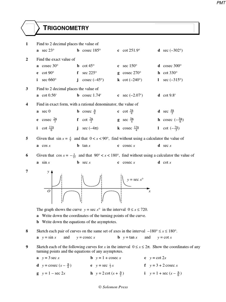 Exact Values of Cosecant, Secant, Cotangent | PDF | Trigonometric ...