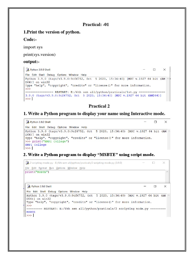 Python 1 To 16 Practical | PDF | Method (Computer Programming ...