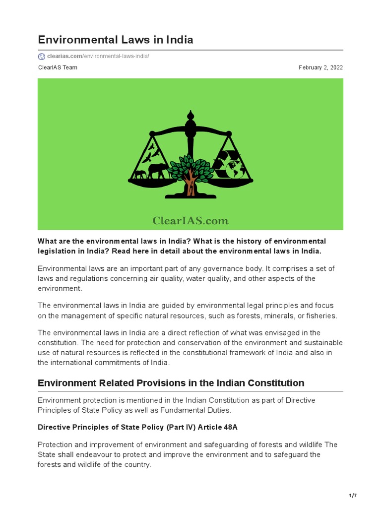 Environmental Laws in India PDF Environmental Law Environmental