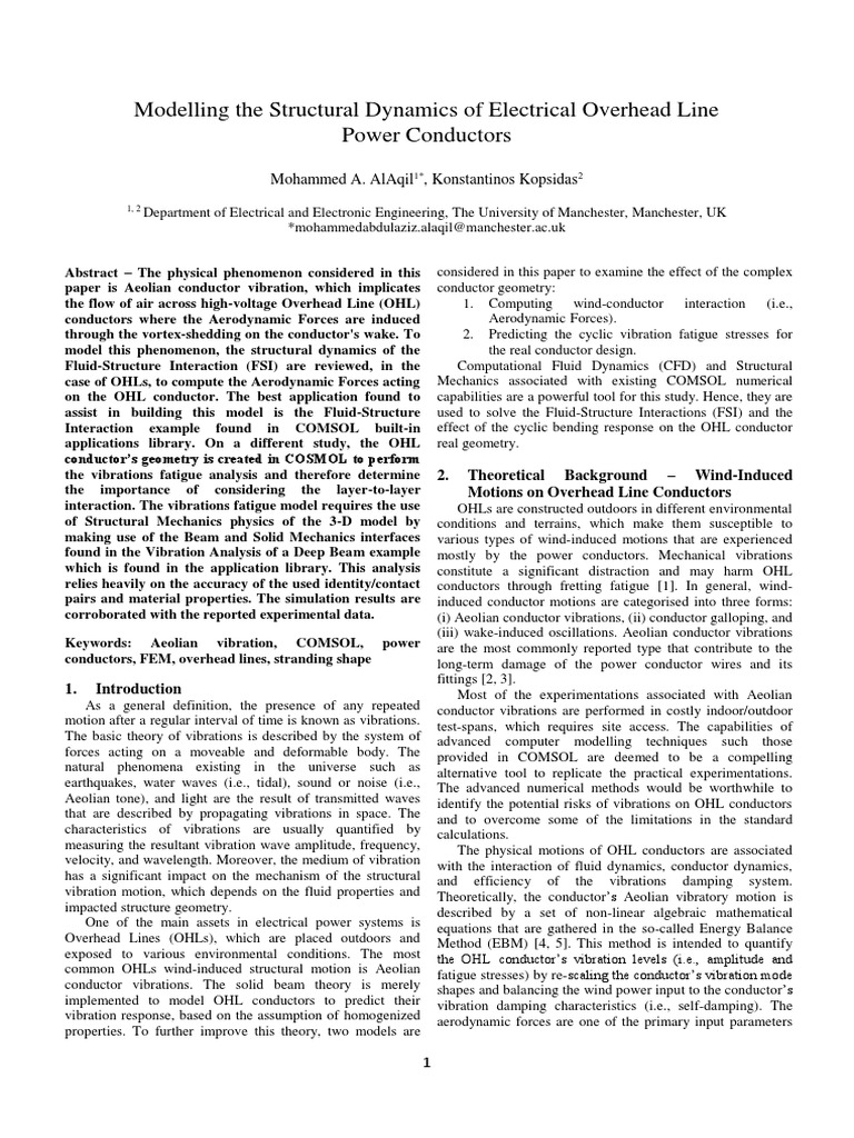 Modelling The Structural Dynamics of Electrical Overhead Line Power ...
