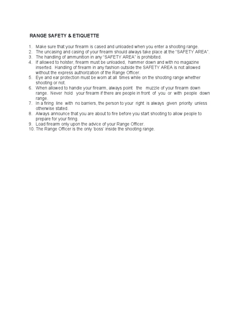 Range Safety and Etiquette Guidelines | PDF
