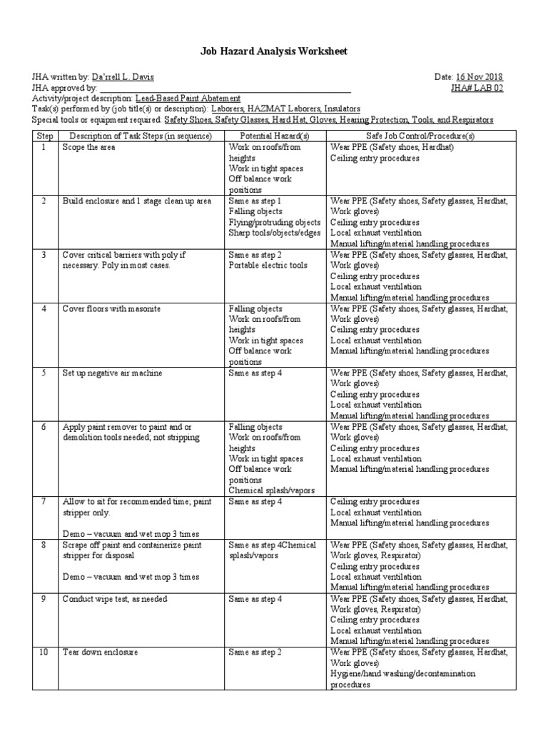 LAB2 Lead Paint Abatement PDF Personal Protective Equipment Safety