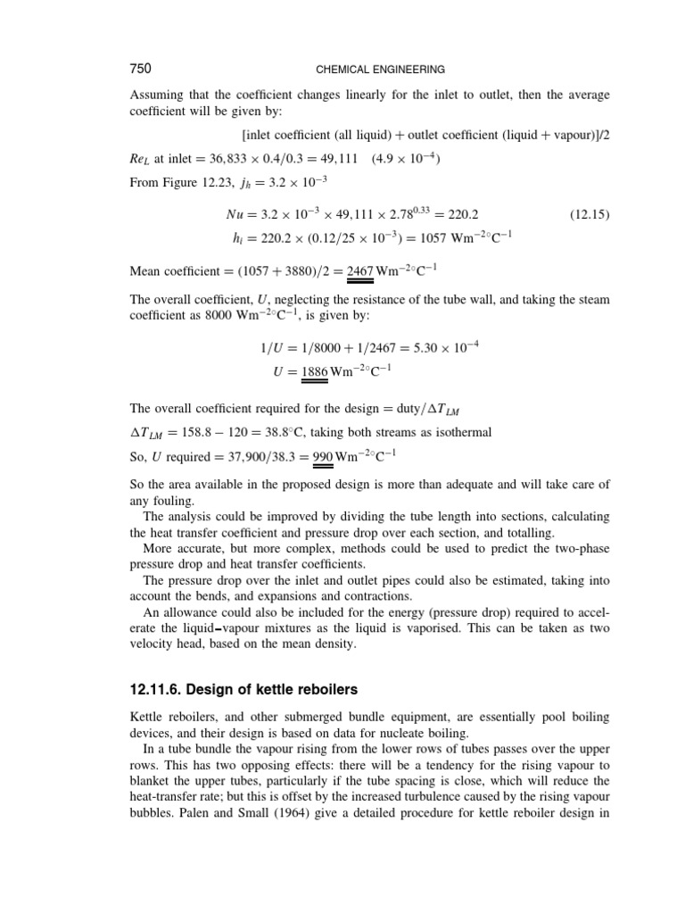 Kettle Reboilers Chemical Engineering Design Ray Sinnoy PDF Boiling Pipe (Fluid Conveyance)