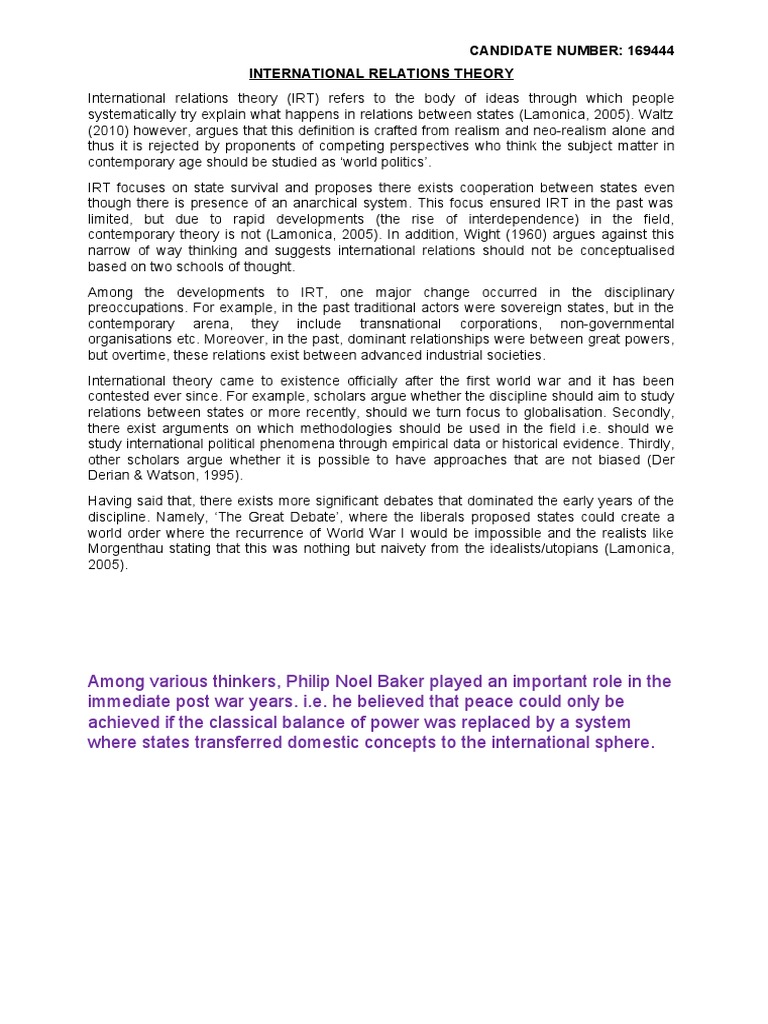 Concept Note - International Theory | PDF | International Relations ...