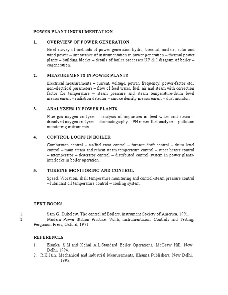 Power Plant Instrumentation Overview | PDF
