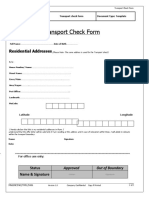 Transport Check Form: Residential Addresses