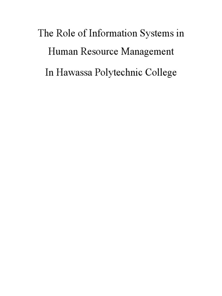 Information Systems in HRM at Hawassa College | PDF | Human Resource ...