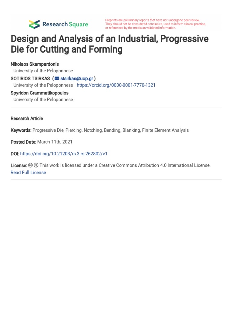 Industrial Progressive Die Design Analysis | PDF | Sheet Metal ...