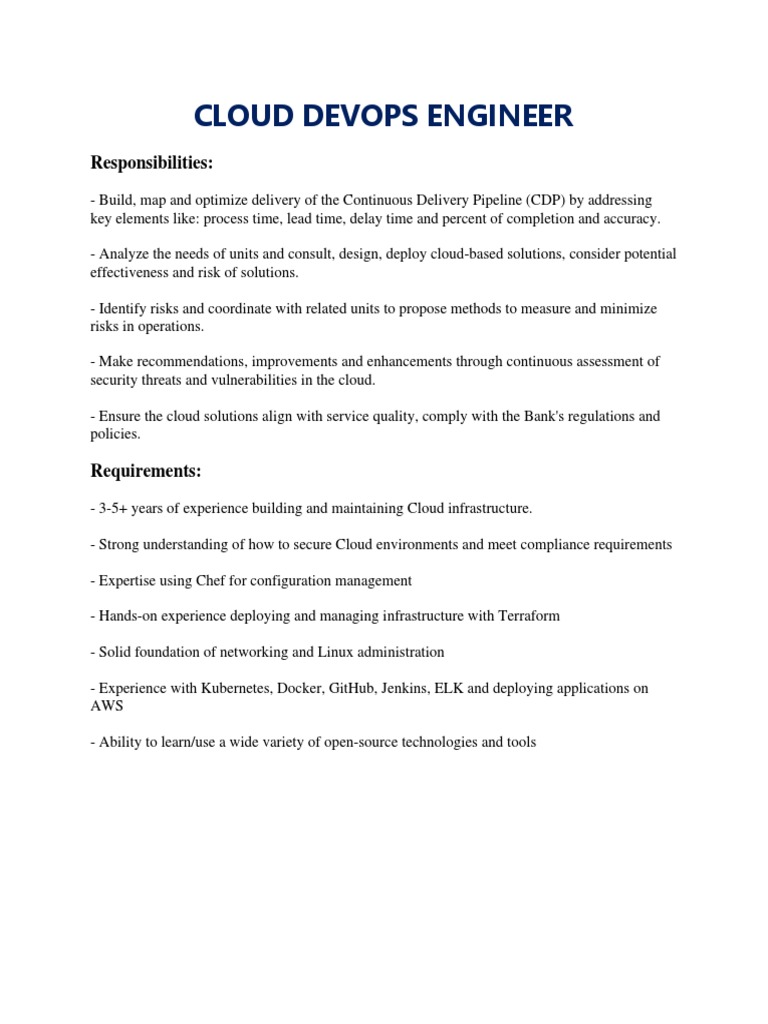 Tcb Cloud Devops Engineer Pdf