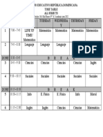 TIME TABLE - 9th Grade