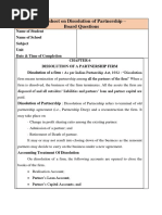 Worksheet On Dissolution of Partnership - Board Exam Questions