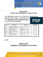 Horarios Curso de Verano