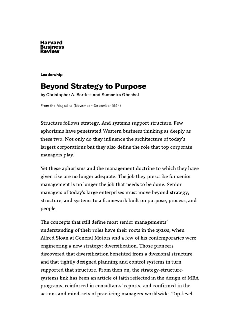 Beyond Strategy To Purpose | PDF | Employment | Goal