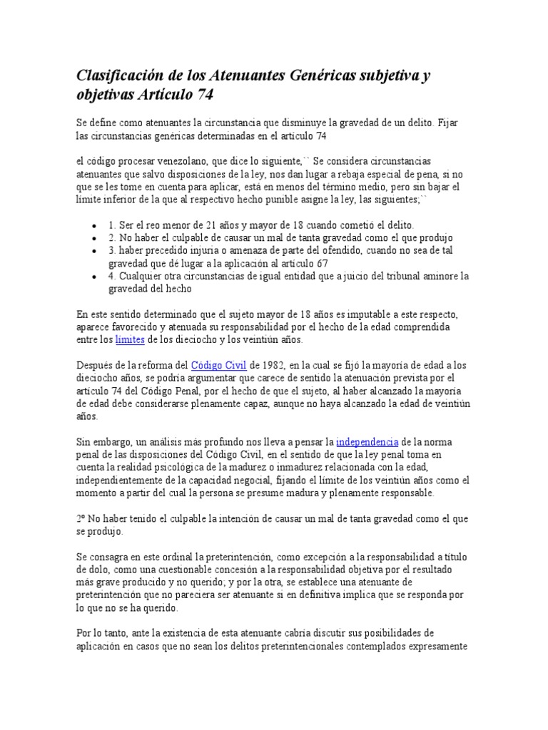 Clasificación y análisis de las circunstancias atenuantes genéricas y ...
