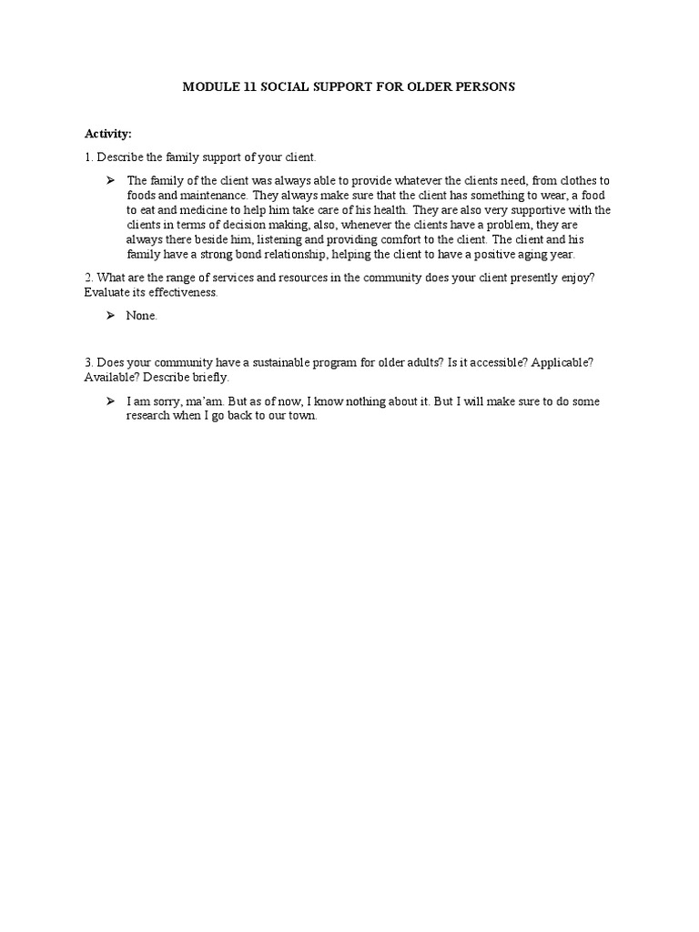 Social Support For Older Persons Pdf