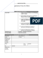 Application Form For Editor: Part I: Basic Information